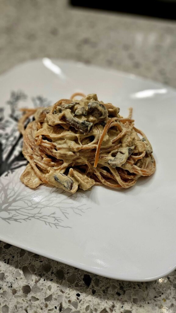 High Protein Chick’n & Mushroom Alfredo | Protein Deficient Vegan