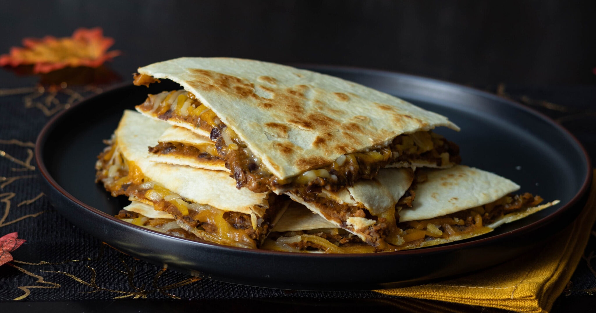 High Protein Black Bean Pumpkin Quesadilla