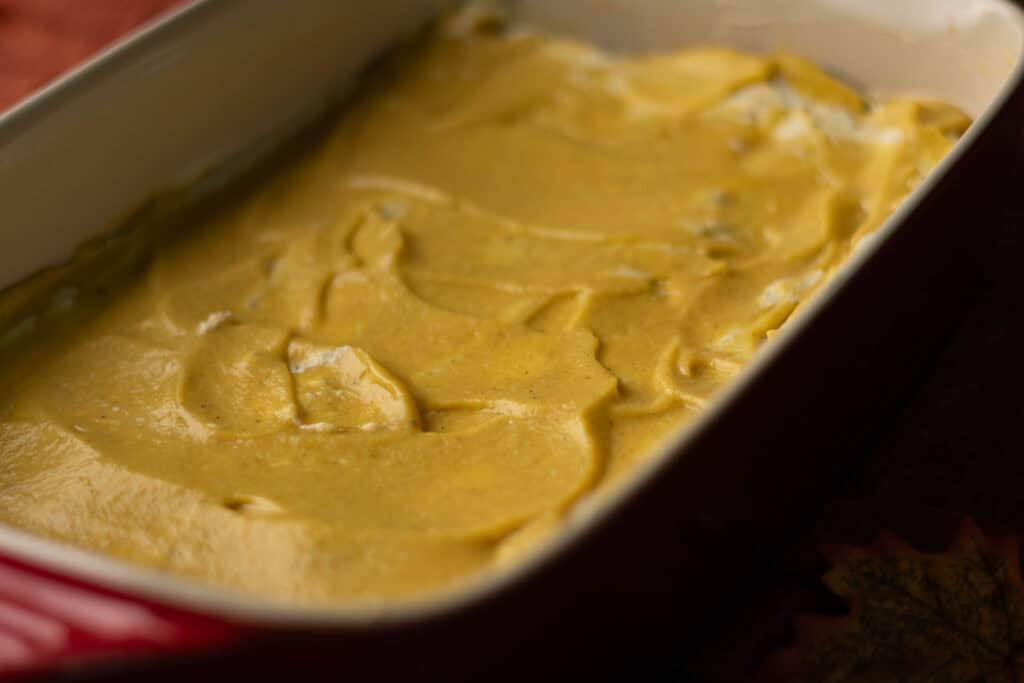 Butternut Squash sauce layer of the lasagna.