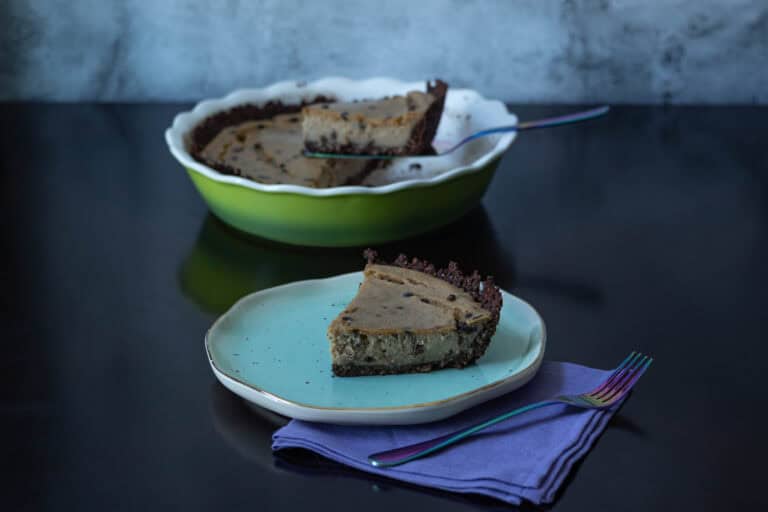 Vegan Peanut Butter Chocolate Protein Cheesecake