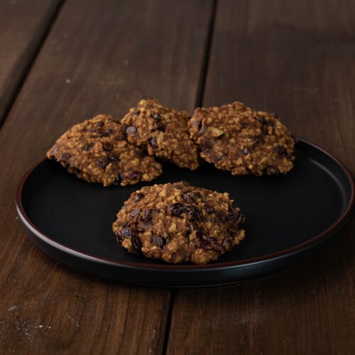 TVP pumpkin cookies on a plate.