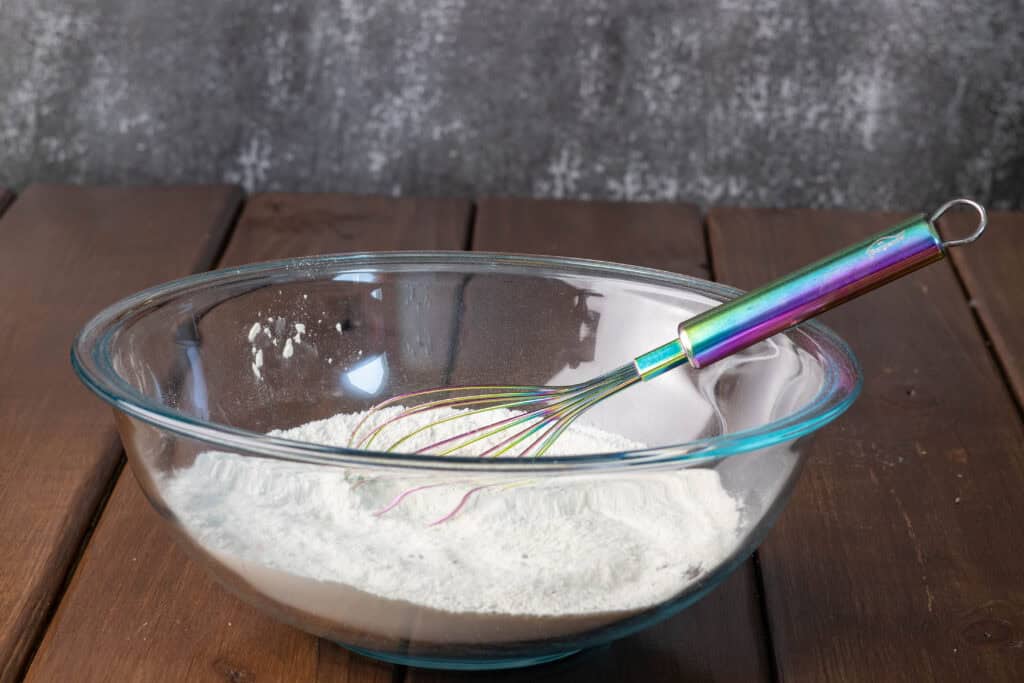 Bowl of the dry ingredients mixed.