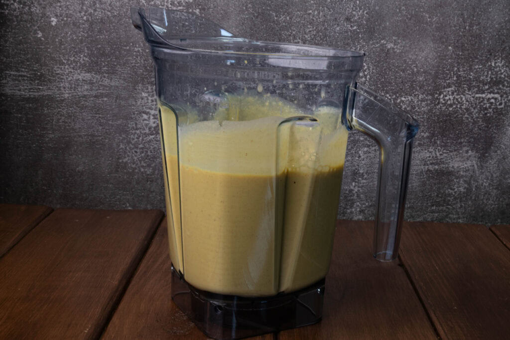Butternut Squash mac and cheese sauce in a blender.