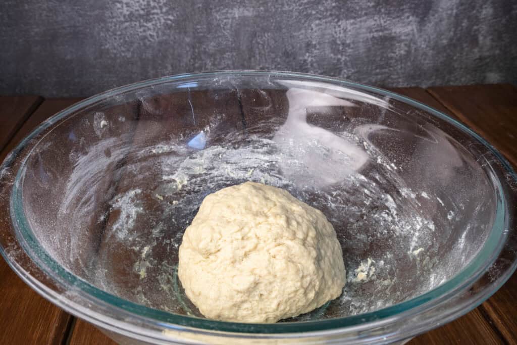 Bagel dough post kneeding.