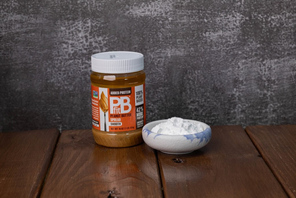 PB Fit peanut butter spread and powdered sugar.