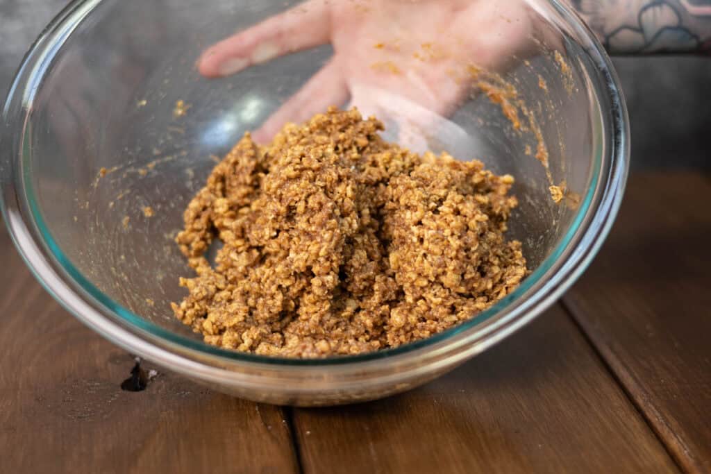Pumpkin pie crust in a bowl.