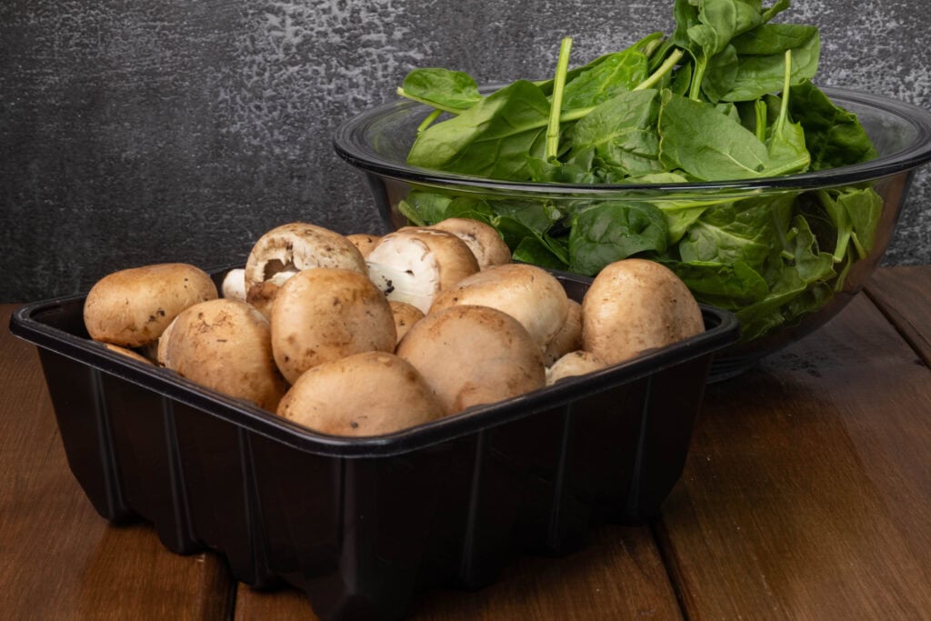 Spinach and mushrooms.