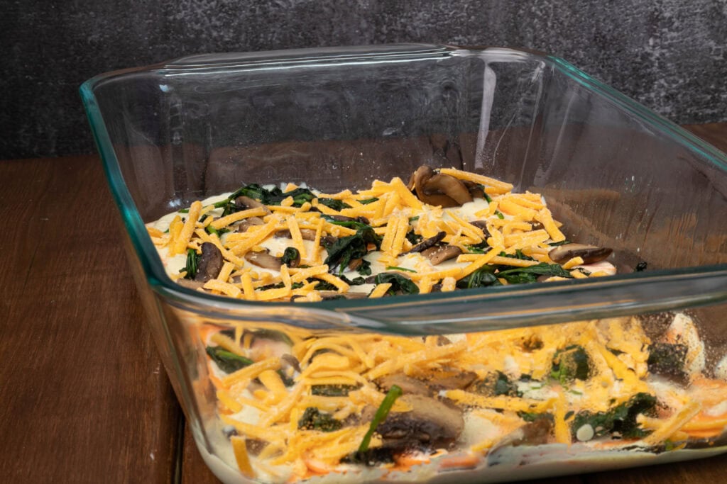 Sweet potato gratin - the cheese layer.
