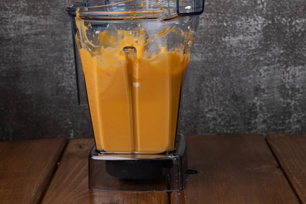 Blended silken tofu and cooked sweet potato.