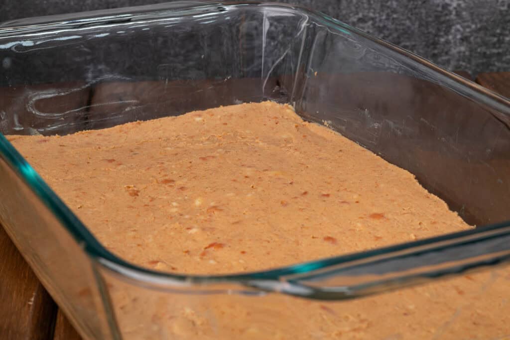 Bean layer of the taco dip.
