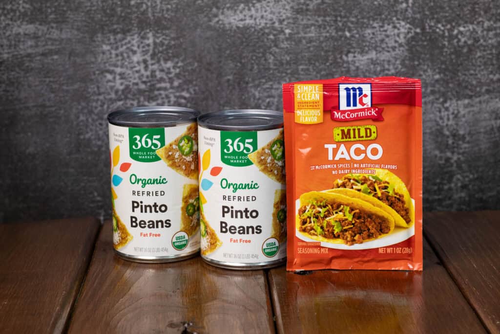Refried beans and taco seasoning.