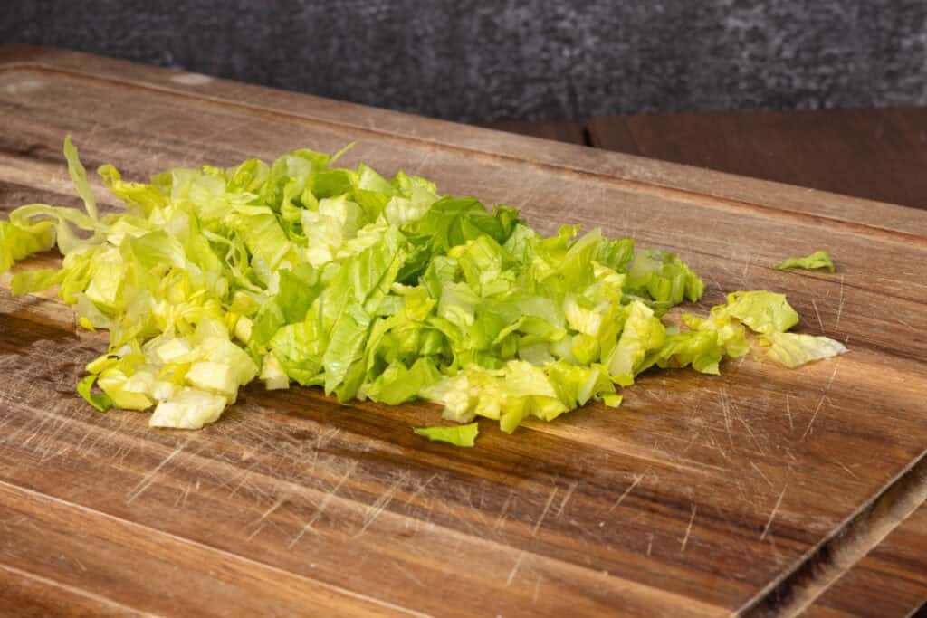 Chopped lettuce.