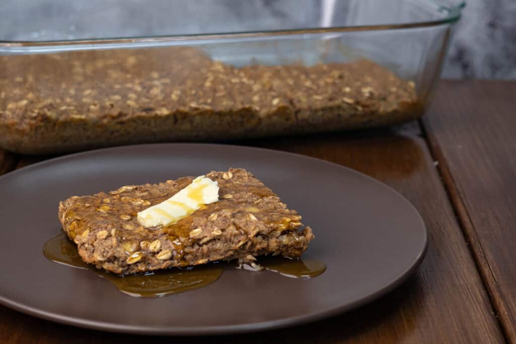 Vegan high protein banana baked oats.