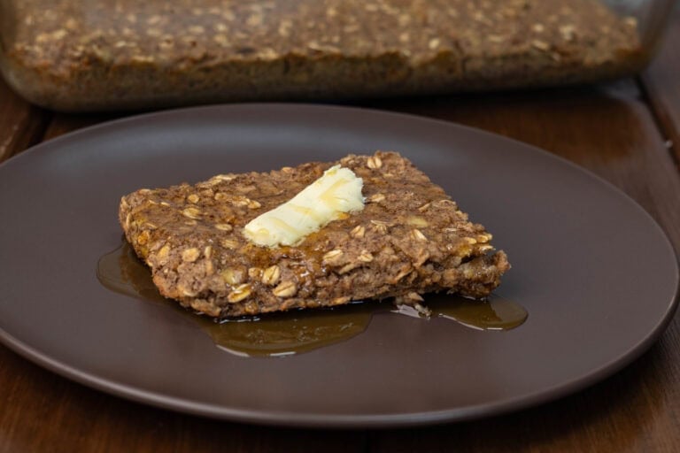 Vegan high protein banana baked oats.