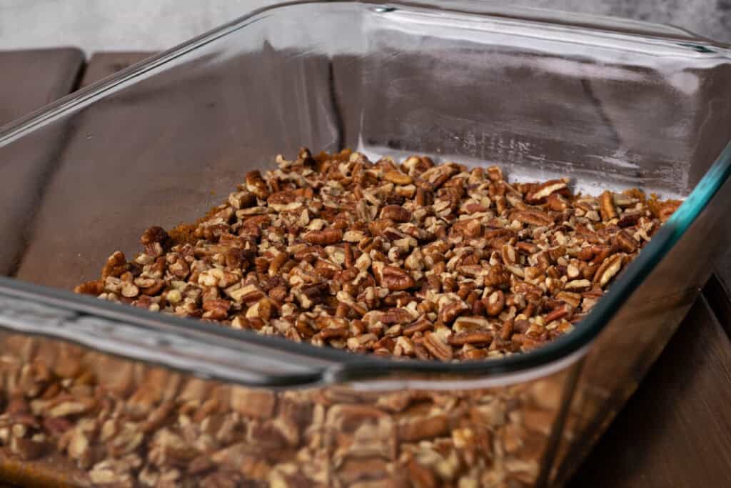 The chopped pecan layer.