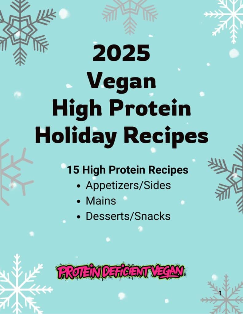Cover page for protein deficient vegan's 2025 vegan high protein holiday recipes e-book