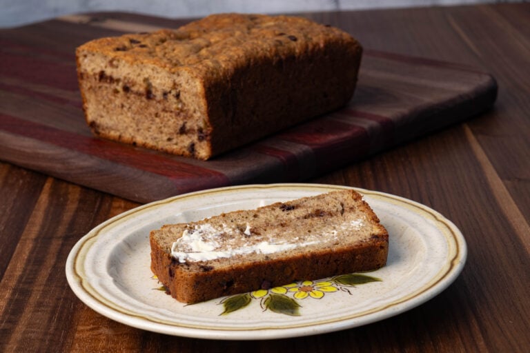 High protein vegan banana bread made with vital wheat gluten.