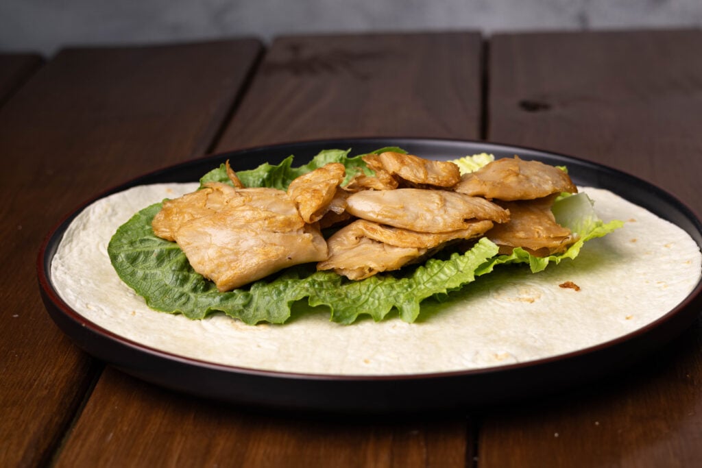 Wrap with lettuce and Daring plant chicken.
