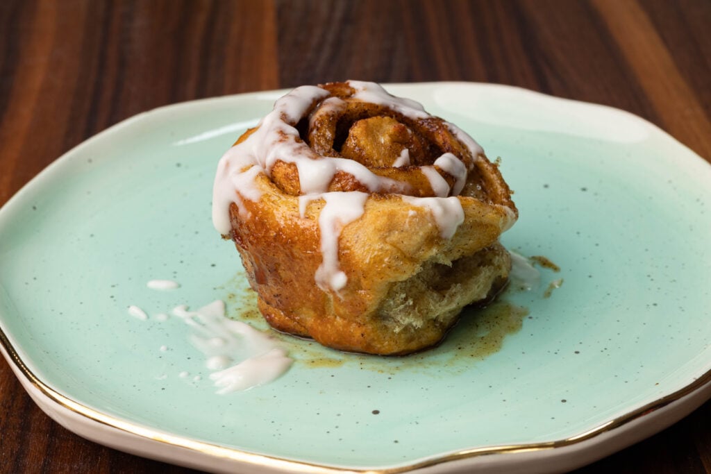 High protein vegan cinnamon roll.