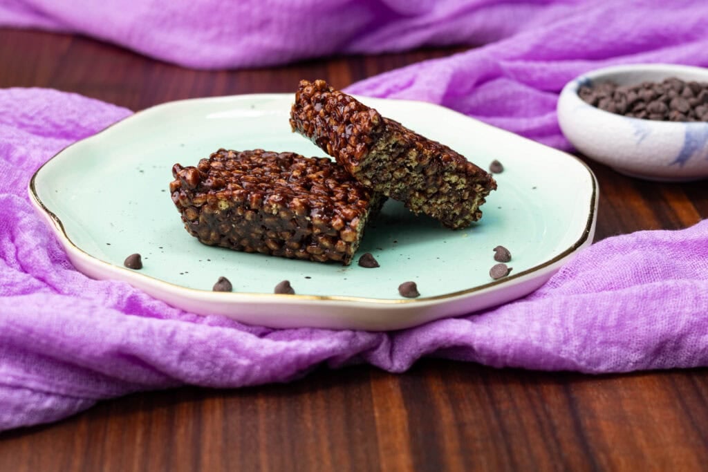 High Protein Vegan Chocolate Rice Crispy Treats