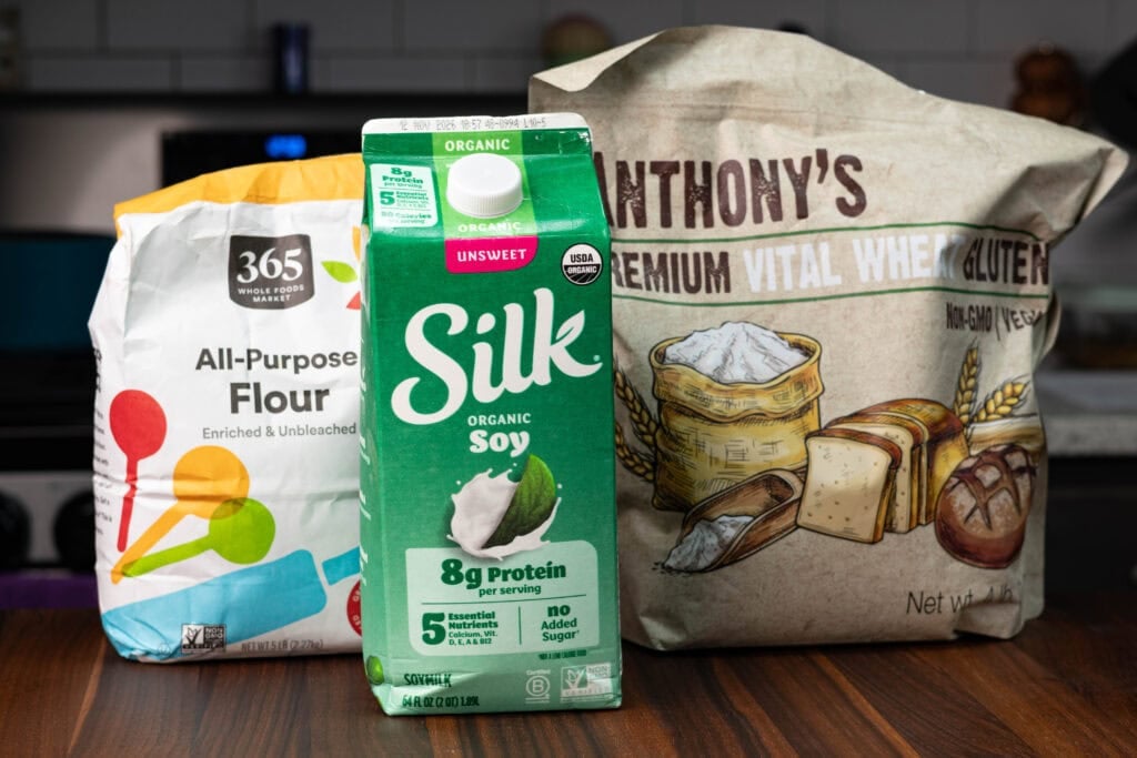 AP flour, Soy Milk and vital wheat gluten.