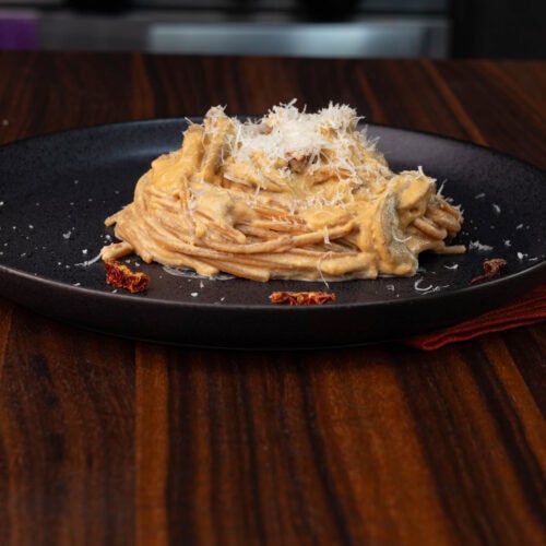 Vegan high protein sundried tomato pasta