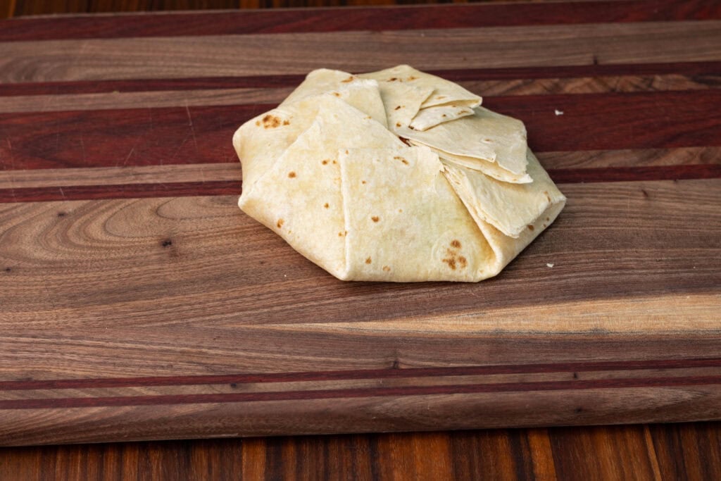 Un-toasted vegan TVP crunchwrap.
