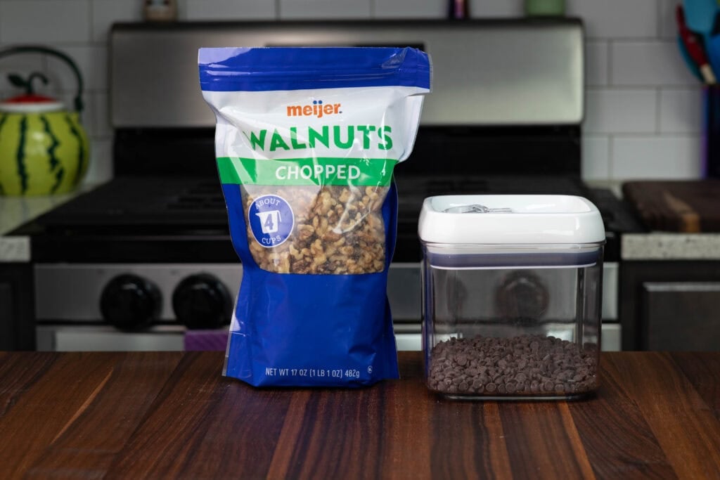 Walnuts and vegan chocolate chips.